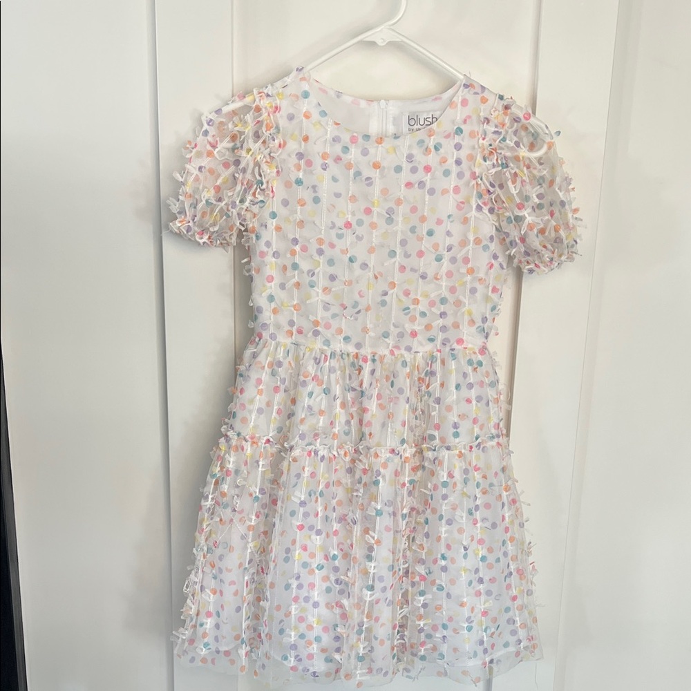 Girls Blush by Us Angels Polka Dot Tulle Dress Size 8